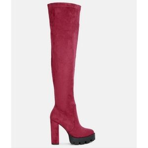 Elegant Over the Knee Boots - Red